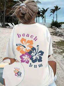 Summer Outfits For Plus-Size Women - T-Shirt With Plus-Size Lettering, Short-Sleeved Crew Neck Casual Top, Summer And Spring, Women's Plus-Size Clothing, Loose And Comfortable Tops - White - View 1