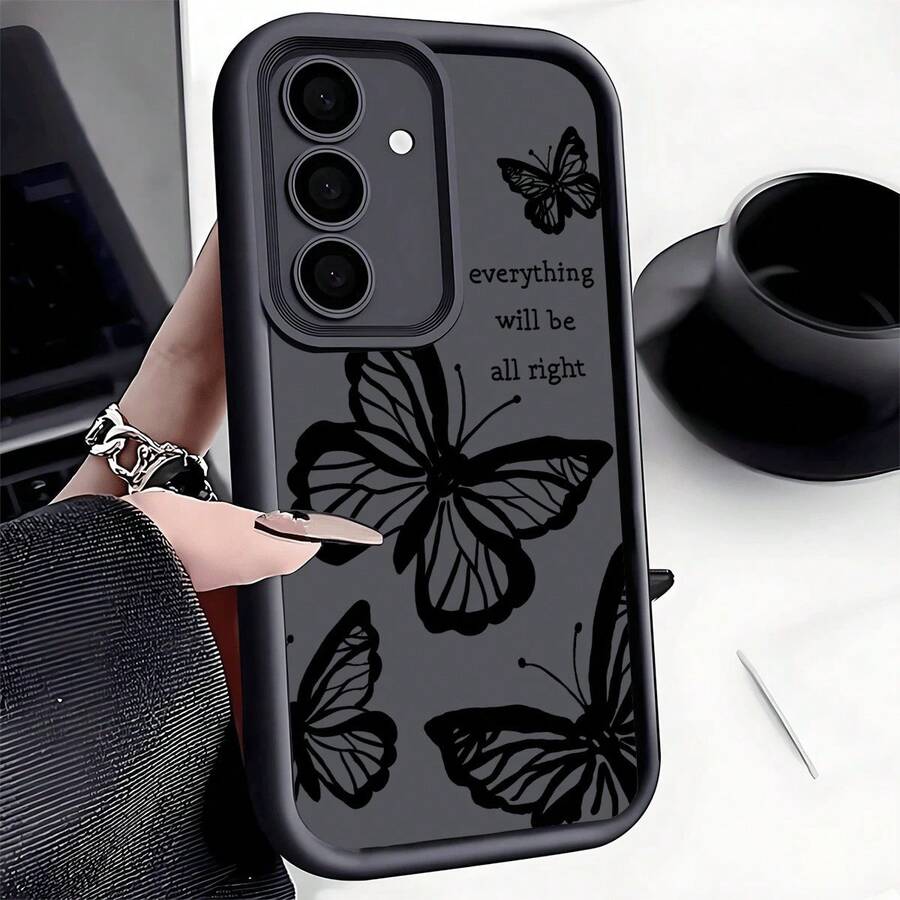 Shockproof Phone Case With Inspirational Butterfly Graphic, Compatible With IPhone, Honor - 5 - 查看 1