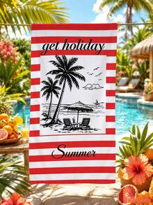 1件 Enjoy Vacation 條紋椰子樹海灘巾，印花超柔軟纖維海灘毯，多種尺寸可選，輕便，適合游泳、露營、運動、海灘或健身房，海灘配件 | 現代海灘巾 | 耐用海灘墊，海灘巾 - 紅白條紋 - 查看 8