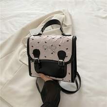 Bolso de mano moderno y versátil para mujer, estilo casual elegante con un toque de alta gama, bolso de hombro estiloso ideal para ir de compras, mochila pequeña con estampado de lazo estilo universitario para mujer, nueva mochila de viaje casual y elegante, versión coreana de moda para el verano de 2026. - Rosa sin colgante - Ver 2