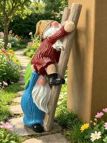 Dwarf Decorative Figurine, Funny Climbing Ladder Design, Made Of Resin Material Suitable For Outdoor Decoration, Perfect For Yard, Lawn And Porch, Also A Great Mother's Day Gift - A - View 10