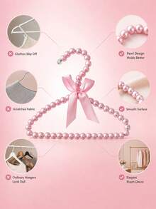 Children's Pearl Hanger, Small Pearl Bow Hanger, Elegant Standard Hanger, Suitable For Children, Babies, Pet Dogs (White), Valentine's Day Heart - Pink - View 4