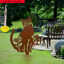 2D Flat, 1pc Silhouette Cat, Acrylic Garden Art Stake - Cute Animal Design, Outdoor Decor, Durable Material, Lawn Art Marker, Patio Yard Decoration, Vintage Style, Perfect Gift - A - View 4
