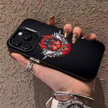 Oni rojo y máscaras blancas tema oscurofunda de teléfono Fundas compatibles con ,Apple,VIVO,OPPO,,, y Honor.Fabricadas en silicona TPU,ofrecen protección contra golpes y caídas. - Negro - Ver 5