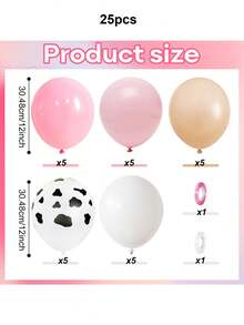 25/50 Stücke Rosa Creme Beige Weiß Latex Ballon Set mit Spirale für Kuh-Muster, Cowgirl, Western, Bauernhof Thema Geburtstag, Hochzeit, Baby Shower Party Dekoration - mehrfarbig - Übersicht 11