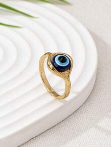 1pc Fashionable Versatile Gold-Plated Zinc Alloy Devil's Eye Ring For Women - Yellow Gold - View 5