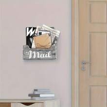 Wooden Wall Mounted/Desktop Organizer Box, Rustic Style Mail/Miscellaneous Storage Box - Multicolor - View 3