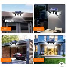 Solar Powered Outdoor Light With Motion Sensor, 3-Head Security Light, Solar Powered, 74 LED/100 LED/Mini Flood Light, With Motion Detection Spotlight, Suitable For Garage, Yard Entrance, Patio, IP65 Waterproof - Black - View 8