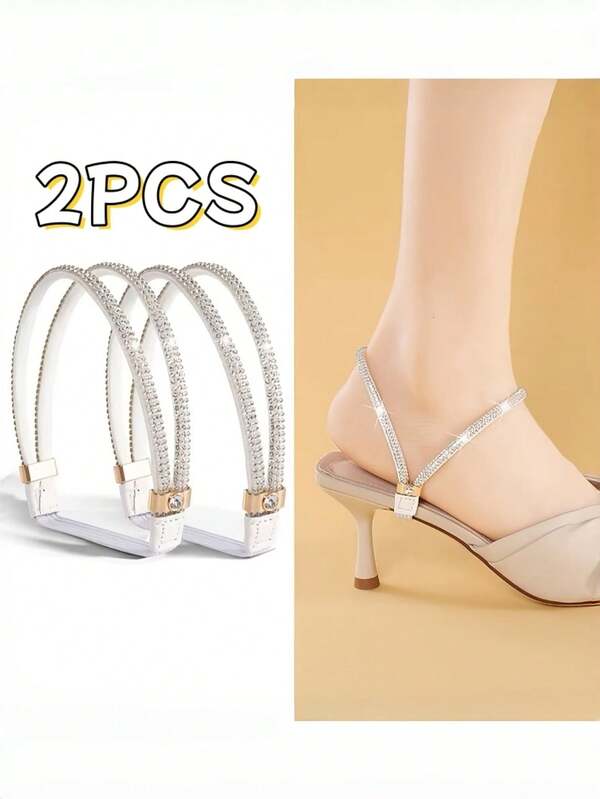 QKC 2 pezzi Lacci per scarpe eleganti con cristalli e strass, senza allacciatura - Multicolore, lacci elastici antiscivolo