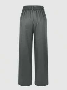 Jisfaneya Solid-Color Pocket Zipper Button Straight-Tail Suit Fabric Black Pants Elegant And Stylish Office Daily Versatile Suit Pants - Dark Grey - View 6