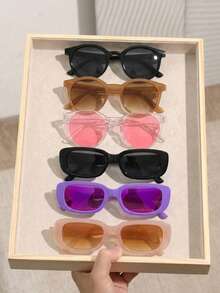6 Pairs Personalized Retro Ultra-Light Round Frame Candy Color Street Style Fashion Glasses - Multicolor - View 2