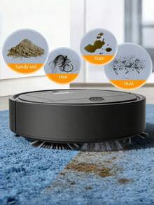 Robot hút bụi và lau nhà 3 trong 1, sạc USB, lực hút mạnh, thời gian hoạt động 60 phút, thiết kế mỏng nhẹ và êm ái, thích hợp cho lông thú cưng, sàn cứng và vệ sinh hàng ngày, lau nhà tự động, máy hút lông thú cưng | Robot hút bụi | Sạc USB - A - Xem 2