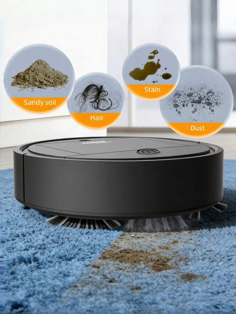 Robot hút bụi và lau nhà 3 trong 1, sạc USB, lực hút mạnh, thời gian hoạt động 60 phút, thiết kế mỏng nhẹ và êm ái, thích hợp cho lông thú cưng, sàn cứng và vệ sinh hàng ngày, lau nhà tự động, máy hút lông thú cưng | Robot hút bụi | Sạc USB