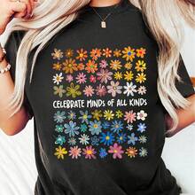 Ce Minds Of All Kinds Shir, Neurodrsithirt,  Awareness Shirt, ADHD Shirt,  Acceptance Gift For Special Education Tea Tee 220g heavyweight 100% cotton T-shirt. Butterfly print. Unisex sizing. Round neck inspirational T-shirt. Cute and beautiful Y2K-inspired summer top, perfect for the outdoors, home, work, or street wear. Casual, loose-fitting everyday T-shirt. - Negro - Ver 1