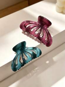 1pc European And American Style Colored Transparent Shower Clips, Hair Clips, Buns Clips, Shark Fin Clips, Hairpins - Multicolor - View 7