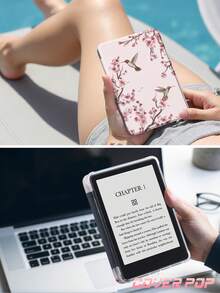 刺繡櫻花與蜂鳥圖案平板電腦保護殼,相容於 iPad Air 8 (M4) 2026 (11 吋) / 2026 (13 吋)、9.7/10.2/10.5/10.9/12.9/Pro 11/A16、第 10 代,適用於 Kindle Paperwhite 第 12 代 2024、Kindle (第 11 代 - 2024 年上市),柔軟防摔、智慧休眠喚醒功能、Y 型折疊平板電腦保護殼、多角度觀看 - 彩色 - 查看 10