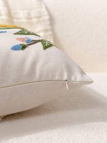 1pc Modern Minimalist Floral Leaf Embroidery Throw Pillow Cover, Spring/Summer Flower Embroidered Decorative Pillowcase, Suitable For Indoor Decor, All-Season Use, Pillow Insert Not Included - Multicolor - View 8
