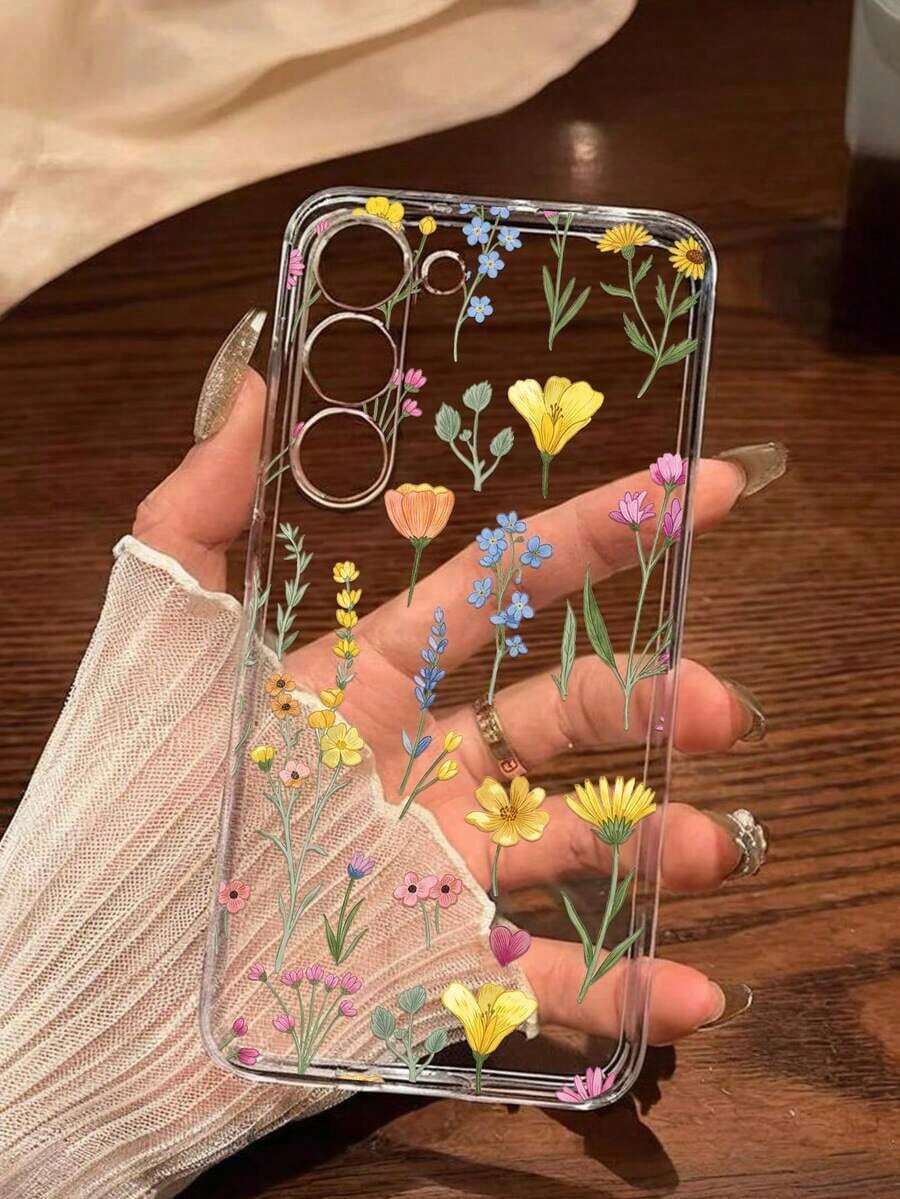 1 Piece Soft Romantic Fashion Floral Print Phone Case Compatible With Huawei Honor, Galaxy A04e/12/A13/A14/A34/A50/A52/A53/A54/S21/S22/S23/S24/S25/S25Ultra/S25FE/S26/S26 PLUS/S26 ULTRA/S26 EDGE, 6A/7A/8A, 12T/13T/15T/15T Pro - 透明 10 - 查看 1