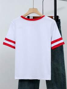 Disney Licensed Women's Y2K Color Block Summer Crew Neck Short Sleeve T-Shirt - Breathable Casual Top With A Lightning McQueen Print Design From "Cars" For Everyday Wear - White - View 2