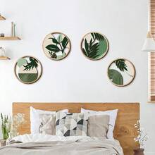 1/4 piezas Colgante de madera estilo bohemio, decoración de pared con planta verde redonda, adecuado para sala de estar, dormitorio, estudio, balcón, baño, etc. - Multicolor - Ver 3