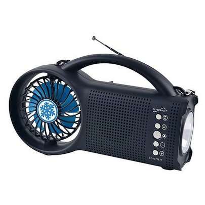 Supersonic Solar Power Built-In Handle Wireless Bluetooth Portable Speaker With LED Torch Light Fan  FM Radio, Black, SC-1073ERF