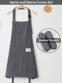 1pc Striped Pattern Chef Apron, Adjustable, Fashionable, With Pockets - Ideal For Chefs, BBQ Enthusiasts, And Barbers. - Multicolor - View 18