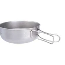 iBasingo 3-Piece Set Titanium Pot Set Camping Cooking Pan with Folding-Handle Outdoor Camp Cookware Pot Sets - Ti1571I 3 piezas - Ver 3