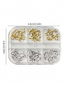 6pcs 3D Bow Nail Art Decorations, Gold & Silver Hollow And Solid Bow Nail Accessories, Multi-Size Metal Ribbon Nail Decor Suitable For Wedding, Valentine's Day, Graduation Ceremony And Daily Wear Nail Charms - Multicolor - View 11