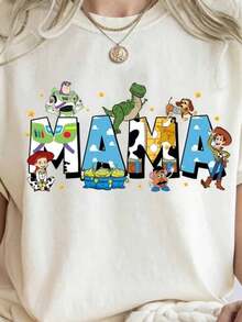 Disney Licensed Toy Story Mama T-Shirt Buzz Rex Jessie Alien Unique Fashion Design For Parties Travel Family Print 100 Percent Crew Neck White S-XXL - 白色 - 查看 1