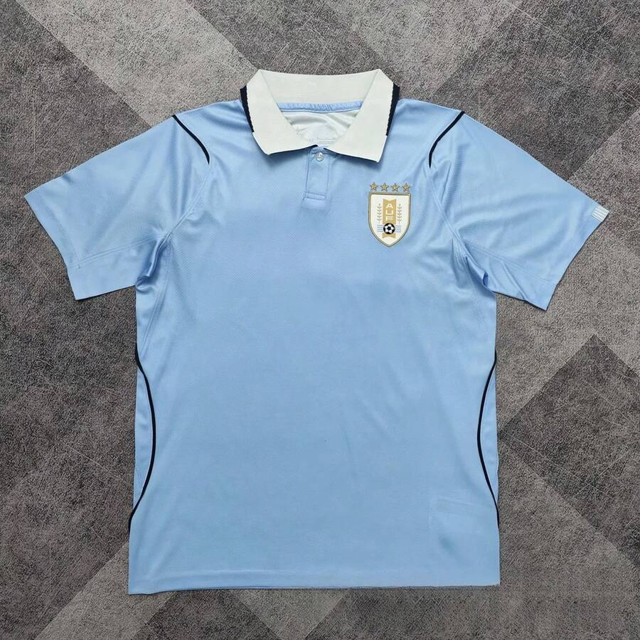 Clean Light Blue Uruguay Style Football Jersey, Men's Quick-Dry Polo Collar Soccer Uniform, Sporty Top - 預設 - 查看 1