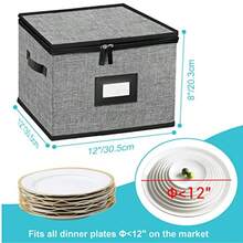 Contenedores de almacenamiento de China paquete de 4 recipientes acolchados para almacenamiento de platos con tapa carcasa dura para transporte en movimiento vajilla almacenamiento de - Gris oscuro - Ver 7