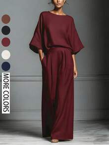 Women's Elegant Bell Sleeve Linen Set, Summer 2026, Casual And Elegant Style, European And American Style, Comfortable And Chic - 奶油 - 查看 7