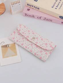 1Pc Floral Quilted Fabric Wallet, Snap Closure Multi-Compartment Purse, Portable Card Holder & Cash Organizer, Cash & Phone Storage, For Daily Use - Multicolor - View 16