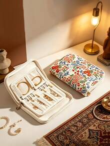 書本式刺繡珠寶收納袋 5格活頁分隔儲存 戒指耳環項鍊防纏繞便攜收納包 - 彩色 - 查看 3