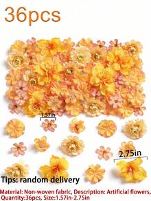36朵人造橙色花朵 - 仿真花，適用於DIY花環、婚禮花束、派對裝飾、家居中心裝飾、母親節/開學季/情人節禮物，全年可用 - 橘色系 - 查看 7