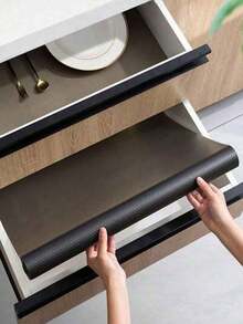 1 Roll Clear Black Shelf Liner, Small Non-Slip Cabinet Liner, Clear Non-Adhesive Drawer Liner, EVA Waterproof Refrigerator Mat, Easy To Cut Cabinet Liner For Shelves, Tables, Cabinets, Kitchens, Storage Racks. (Small 11.8 Inches*59 Inches/30*150cm) - Pure Black - View 12