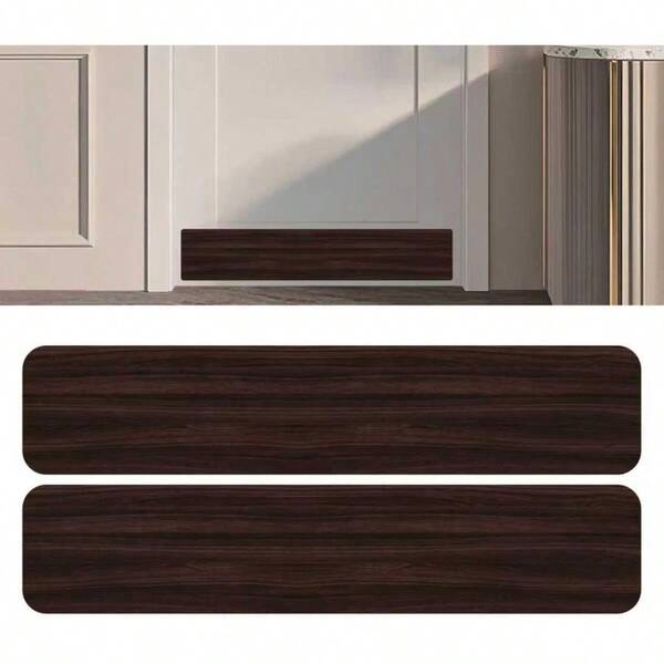 Protector de puerta resistente para perros contra arañazos - Protección anti-arañazos para puertas interiores/exteriores, placa de acero inoxidable autoadhesiva (grano de nogal negro, 6x30, paquete de 2)