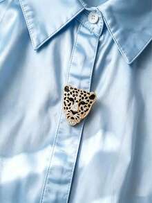 2pcs Leopard Print Shirt Buttons, Floral Sleeve Clips, Suitable For Dresses, Weddings, Formal Gowns, Fashion Accessories Gifts - Gold - View 2