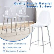 Transparent bar stool set, 4 pack, acrylic seat shell with metal frame in silver/ gold/ black, modern design chairs for kitchen, bar or dining room chairs only, without table - Silber + Kunststoff1 - Übersicht 8