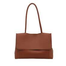 Bolso de mano moderno y versátil para mujer, estilo casual elegante con un toque de alta gama, bolso de hombro estiloso ideal para ir de compras, bolso tote texturizado de gran capacidad, nuevo modelo de verano 2026, bolso de axila, diseño exclusivo, bolso de hombro sencillo. - Marrón - Ver 7