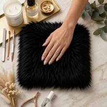Novadecora Tapetes em Pelúcia Pelo Alto Luxo Para Fotos, Manicure, Unhas e Prateleiras 30x30 - Preto - Visão 3