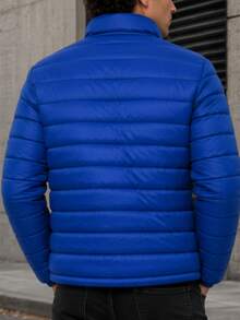 Men's HPC Polo Fleece Puffer Jacket, Warm, Casual, Basic, No Hood, Youthful And Modern Style, Ideal For Winter Or Cold Weather - Royal Blue - View 2