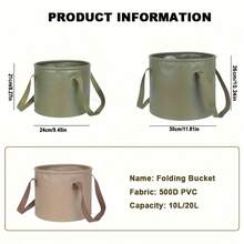10L 20L Large Capacity Collapsible Water Bucket, Durable 500D PVC Portable Foldable Storage Pail, Multi Functional Outdoor Camping Fishing Foot Soak Bucket For Hiking Picnic Outdoor Daily Use - A - View 12