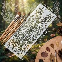 森林 Cernunnos 人形鹿與蘑菇模板，森林之神鹿角壁飾，可重複使用神秘鹿靈繪畫模板，適用於家具、畫布、布料手工藝，自然葉片、蘑菇、貓頭鷹、松鼠、凱爾特異教裝飾 - 套裝 - 查看 9