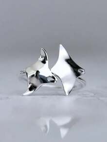 1pc Stingray Minimalist Style Copper Material Silver Color Women's Ring Suitable For Daily Wear Party Accessory - Multicolor - View 3