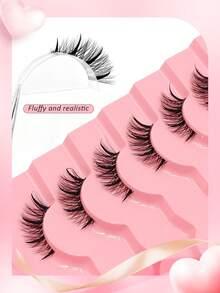 Asiteo 7 Pairs Cartoon Half-Eye False Eyelashes, Extended Tail False Eyelashes, Cat Eye Anime Pointed False Eyelashes, Natural Thin Faux Mink False Eyelashes, Transparent Band False Eyelashes - 半眼睫毛 - 查看 6