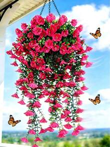 4pcs/6pcs/8pcs Artificial Green Vine And Eucalyptus Leaf Decor. UV Resistant Suitable For Outdoor. Suitable For Wedding, Porch, Living Room, Office Wall, Garden, Bookshelf, Home Decor. - Red Lotus Color - View 2