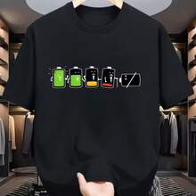 Printed T-Shirt For Men And Women - 黑色 - 查看 1