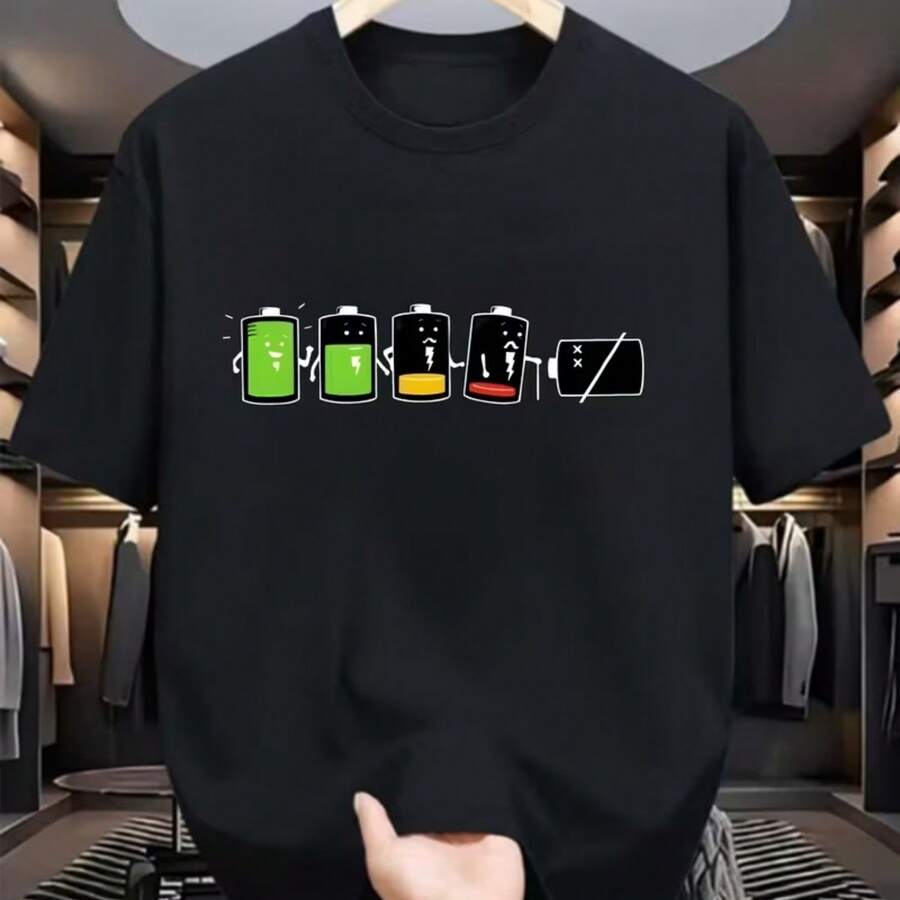 Printed T-Shirt For Men And Women - 黑色 - 查看 1
