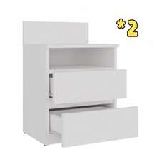 2026 Nordic Style Nightstand With Backrest, 4 Colors Available, Open Shelf + 2 Drawers Combination, Modern Minimalist Bedroom Atmosphere Storage Cabinet, Handleless Silent Bedside Storage Unit - Multicolor - View 17